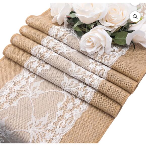 Burlap & Lace 108” Table Runner - Picture 3 of 5